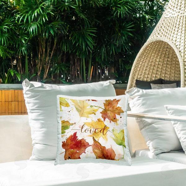 Stupell Industries Carol Robinson | Loved Modern Maple Leaves Printed Throw Pillow
