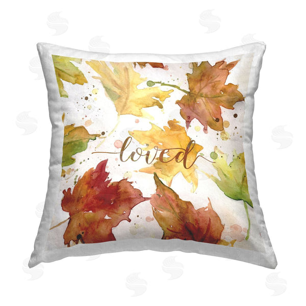 stupell industries Carol Robinson | Loved Modern Maple Leaves Printed Throw Pillow