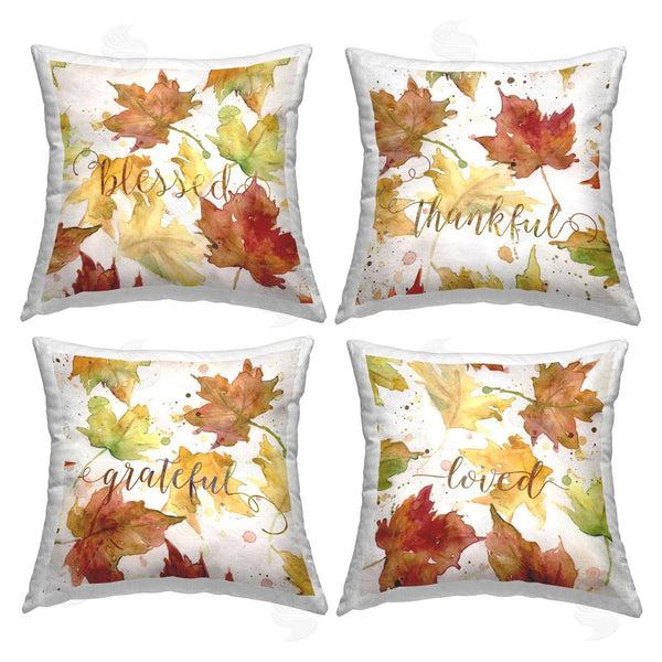 stupell industries Carol Robinson | Maple Leaf Pattern Phrases Printed Throw Pillow Set