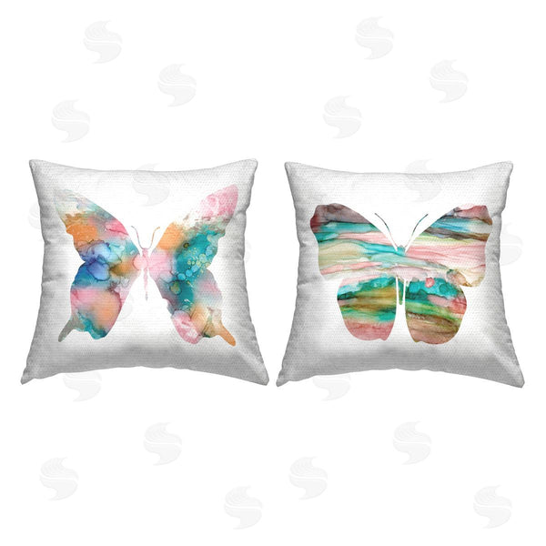 Stupell Industries Carol Robinson | Marbled Butterfly Silhouettes Printed Throw Pillow Set