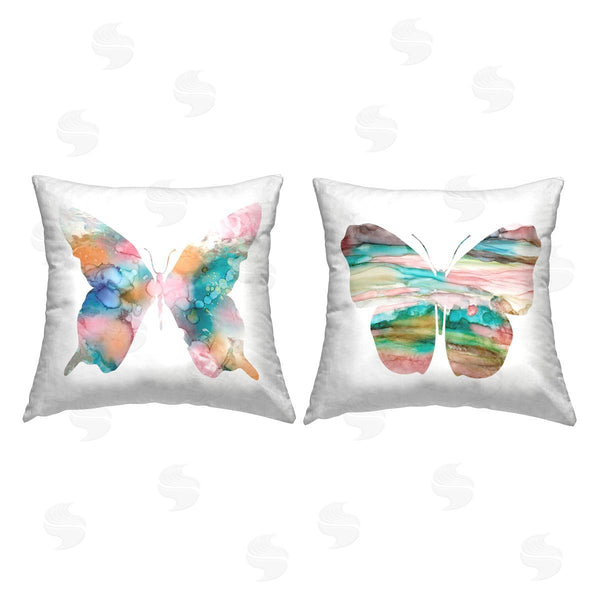 stupell industries Carol Robinson | Marbled Butterfly Silhouettes Printed Throw Pillow Set