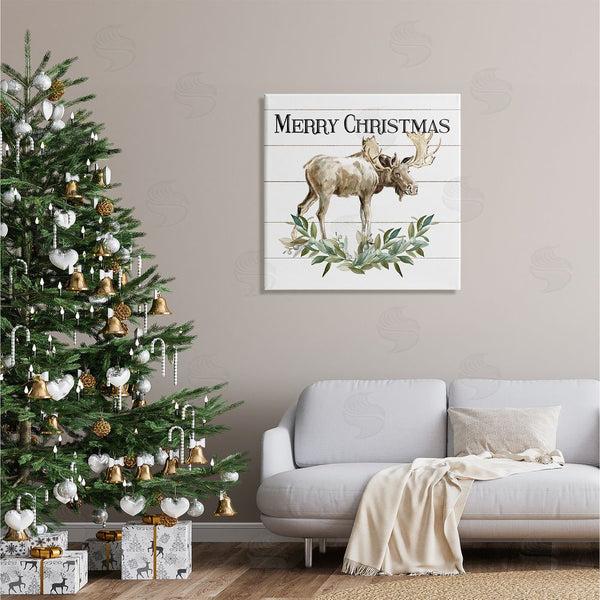 Stupell Industries Carol Robinson | Merry Christmas Moose Laurel Wall Art