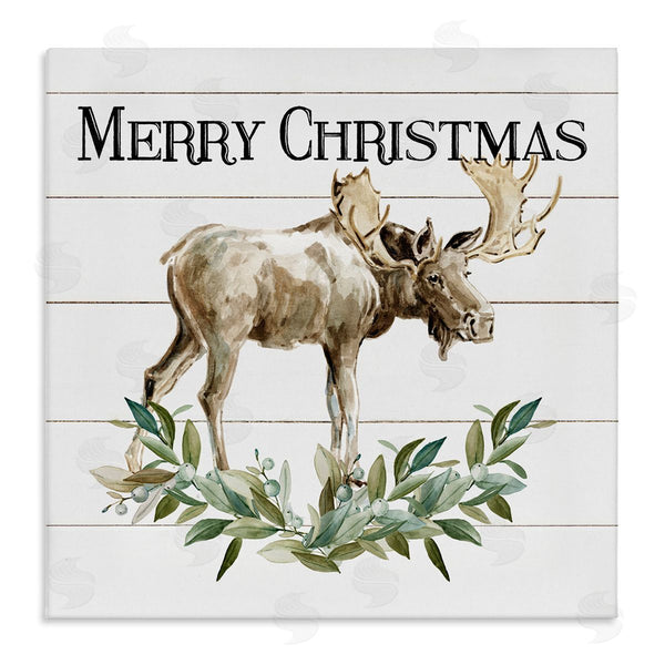 stupell industries Carol Robinson | Merry Christmas Moose Laurel Wall Art