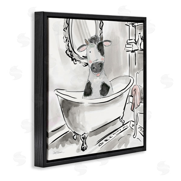 Stupell Industries Carol Robinson | Minimal Bathtub Cow Wall Art