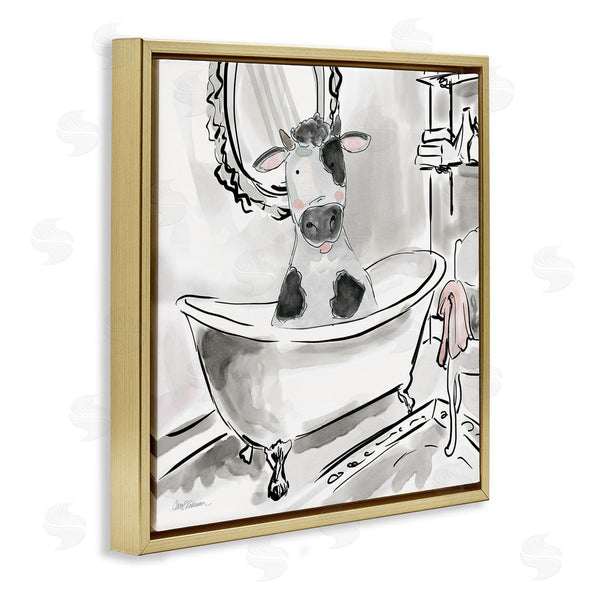 Stupell Industries Carol Robinson | Minimal Bathtub Cow Wall Art