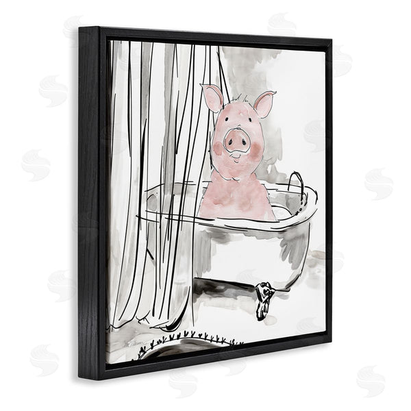 Stupell Industries Carol Robinson | Minimal Bathtub Piggy Wall Art