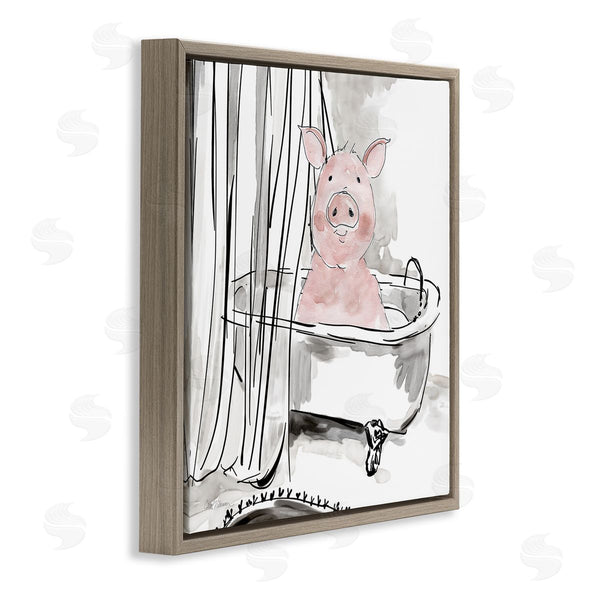 Stupell Industries Carol Robinson | Minimal Bathtub Piggy Wall Art