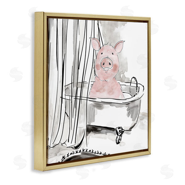 Stupell Industries Carol Robinson | Minimal Bathtub Piggy Wall Art