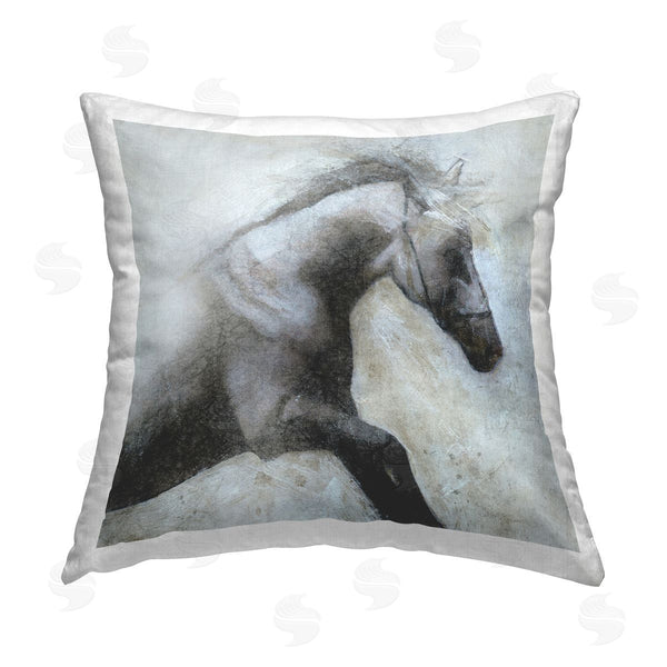 stupell industries Carol Robinson | Misted Shadow Horse Printed Throw Pillow
