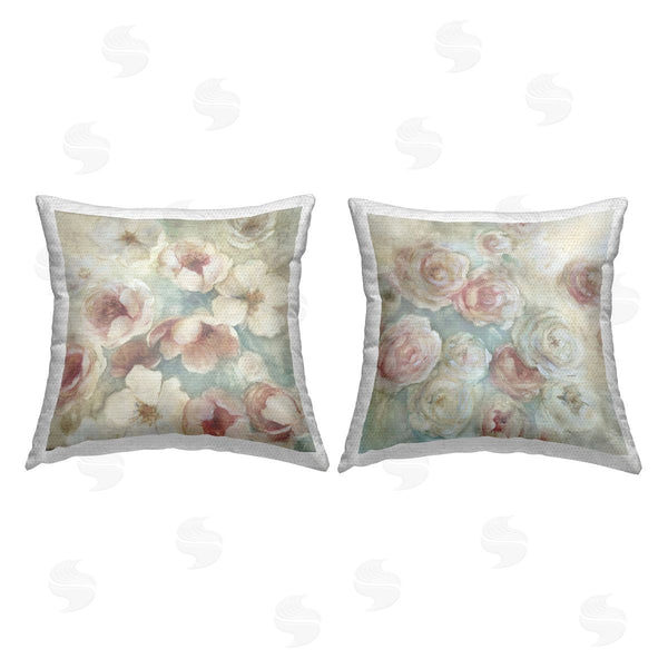 Stupell Industries Carol Robinson | Misty Rose Blooms Printed Throw Pillow Set