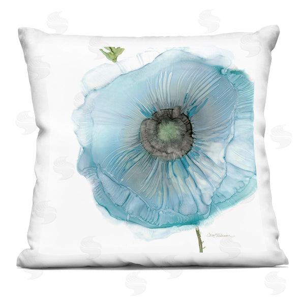 stupell industries Carol Robinson | Modern Blue Poppy Petals Printed Throw Pillow