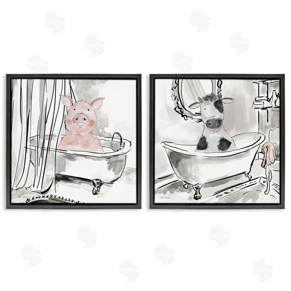 Stupell Industries Carol Robinson | Modern Farmhouse Bath Animals