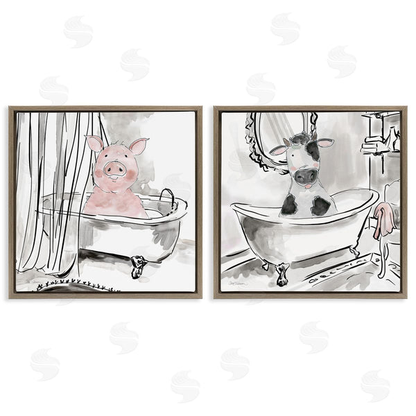 Stupell Industries Carol Robinson | Modern Farmhouse Bath Animals