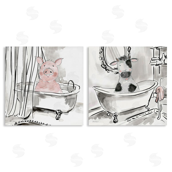 stupell industries Carol Robinson | Modern Farmhouse Bath Animals