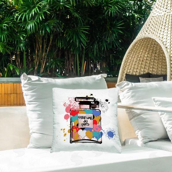Stupell Industries Carol Robinson | Modern Splatter Hearts Perfume Printed Throw Pillow