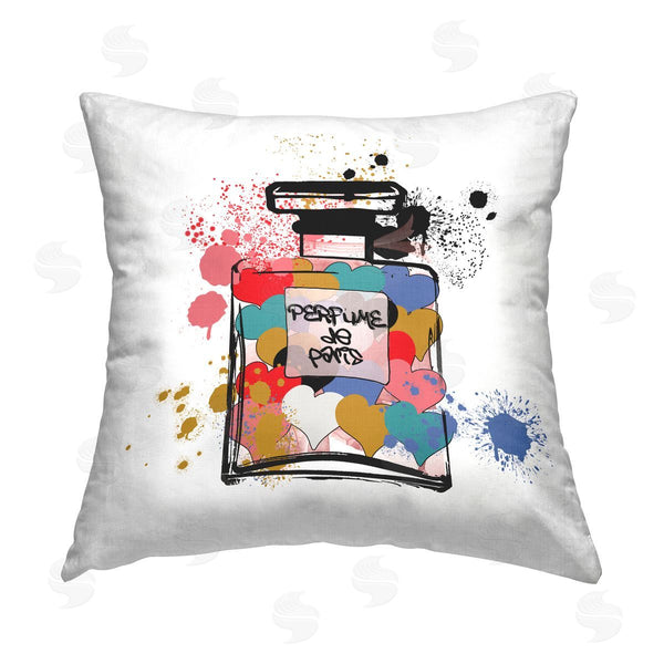 stupell industries Carol Robinson | Modern Splatter Hearts Perfume Printed Throw Pillow