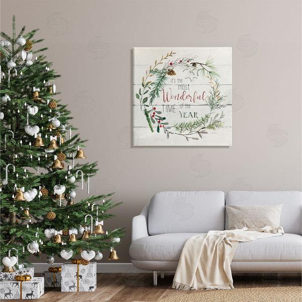 Stupell Industries Carol Robinson | Most Wonderful Time Of Year Wreath Wall Art