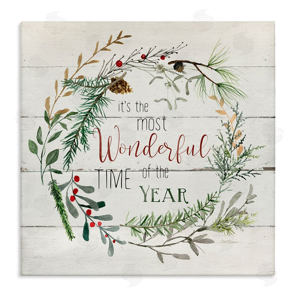 stupell industries Carol Robinson | Most Wonderful Time of Year Wreath Wall Art
