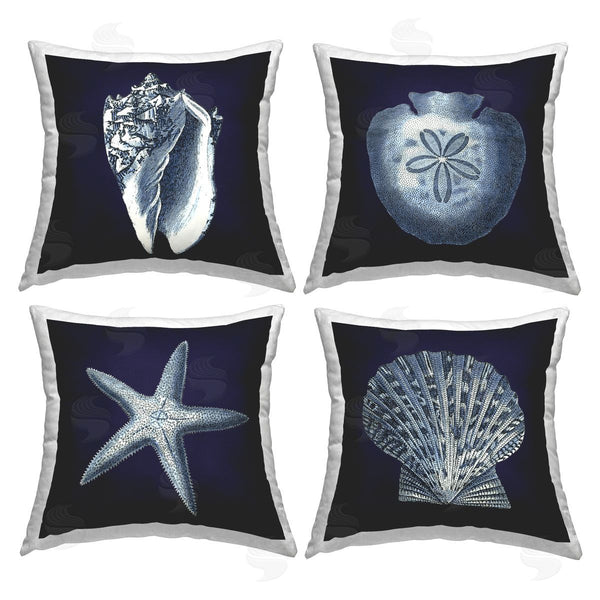 stupell industries Carol Robinson | Nautical Blue Sea Life Printed Throw Pillow Set