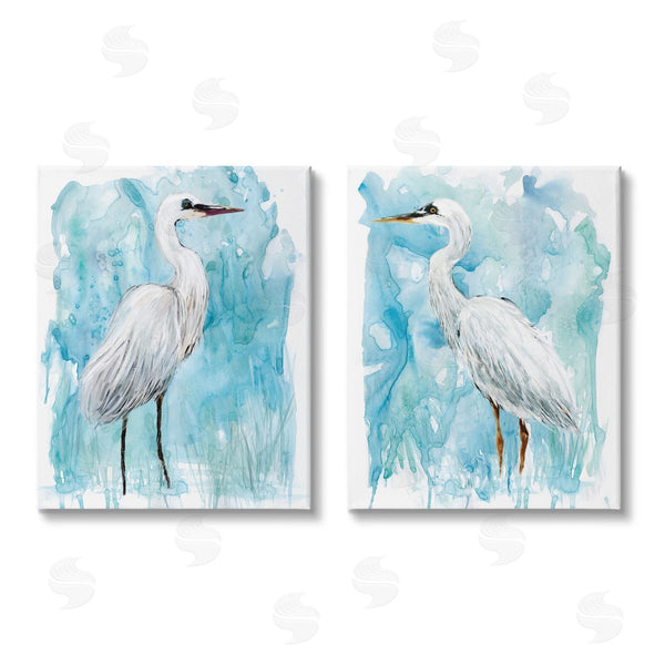 stupell industries Carol Robinson | Nautical Crane Pair White Beach Birds Wall Art