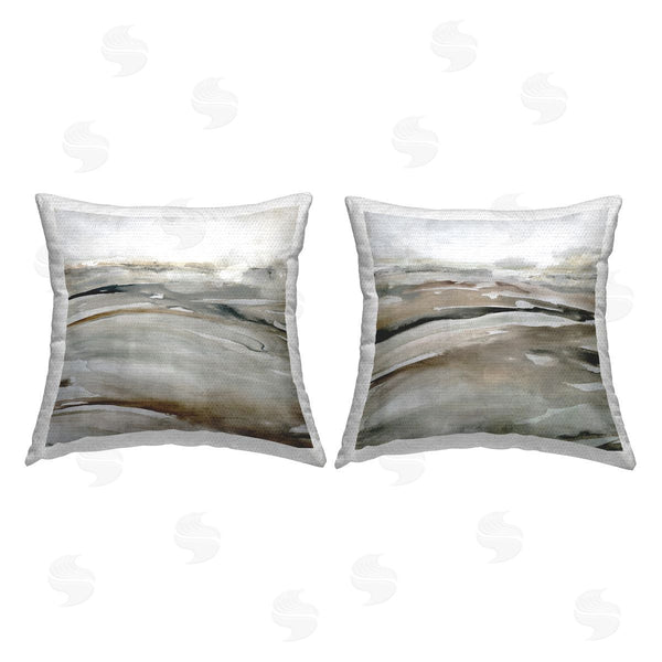 Stupell Industries Carol Robinson | Neutral Tones Abstract Landscape Printed Throw Pillow Set