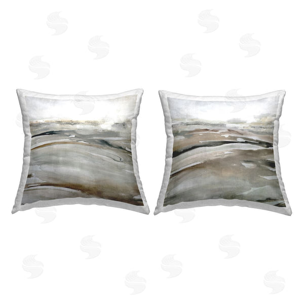 stupell industries Carol Robinson | Neutral Tones Abstract Landscape Printed Throw Pillow Set
