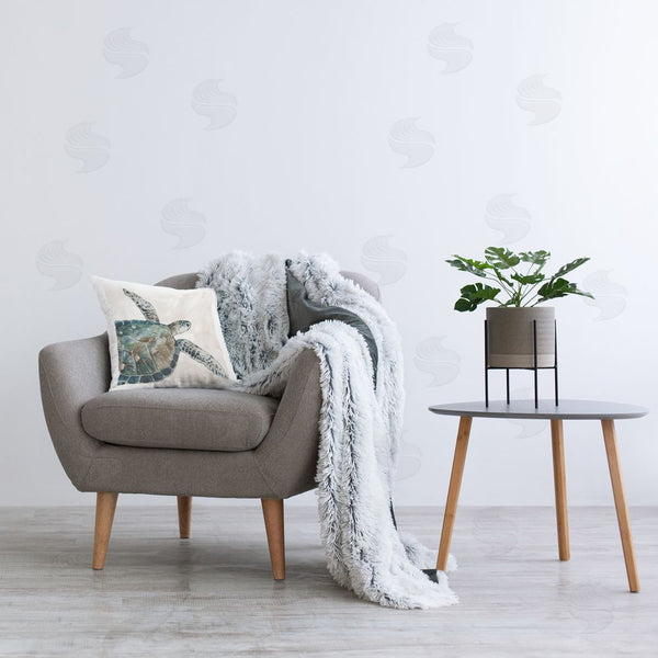 Stupell Industries Carol Robinson | Neutral Turtle Swimming Printed Throw Pillow