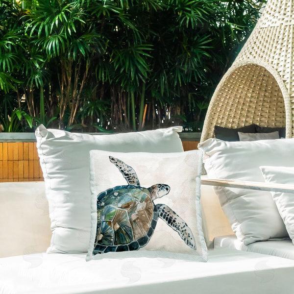 Stupell Industries Carol Robinson | Neutral Turtle Swimming Printed Throw Pillow