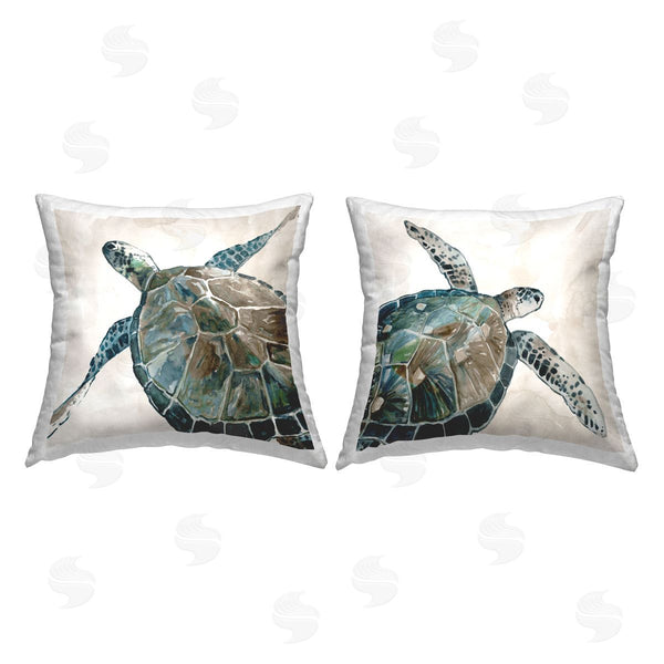 stupell industries Carol Robinson | Neutral Turtles on Beige Printed Throw Pillow Set