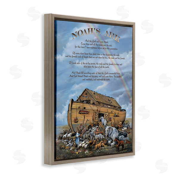 Stupell Industries Carol Robinson | Noah's Ark Traditional Animal Illustration Faith Based Text Wall Art