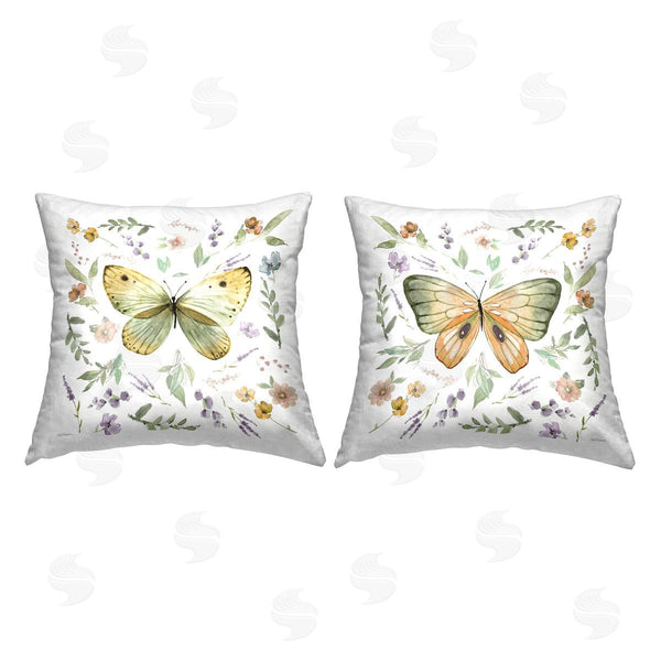 stupell industries Carol Robinson | Organic Nature & Butterflies Printed Throw Pillow Set