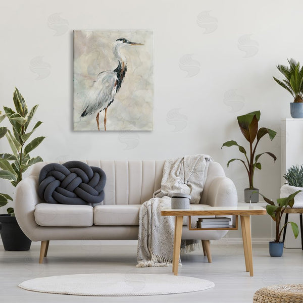 Stupell Industries Carol Robinson | Ornate Crane Portrait Over Soft Neutral Watercolor Wall Art