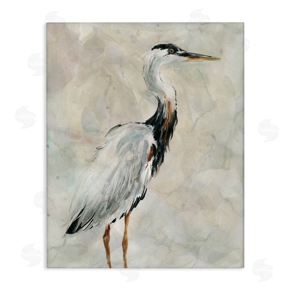 stupell industries Carol Robinson | Ornate Crane Portrait over Soft Neutral Watercolor Wall Art