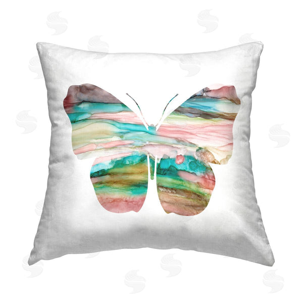 stupell industries Carol Robinson | Pastel Marbled Butterfly Printed Throw Pillow