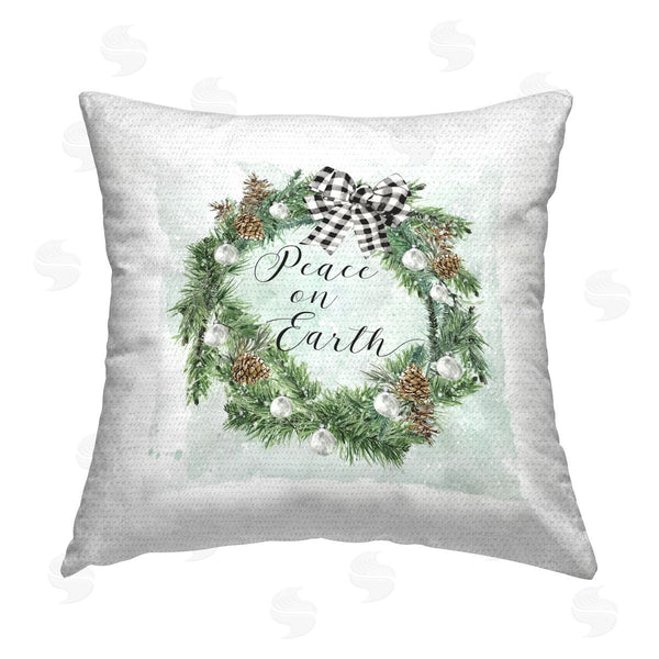 Stupell Industries Carol Robinson | Peace On Earth Wreath Printed Throw Pillow