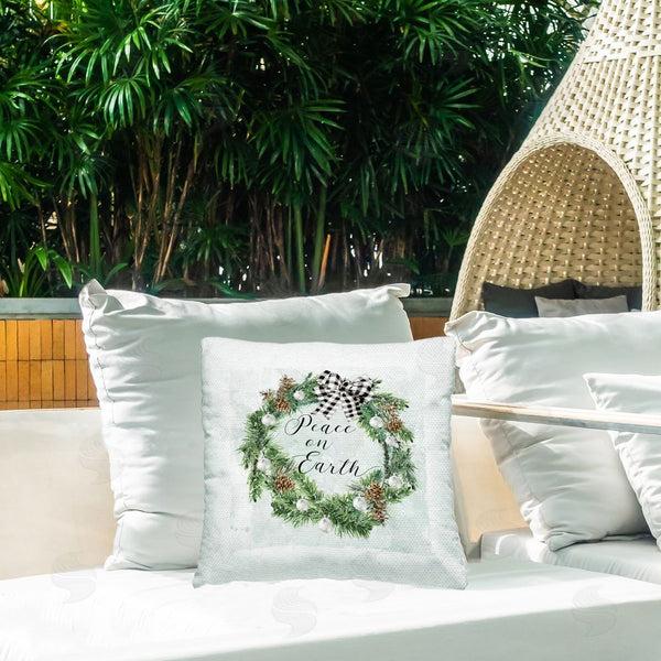 Stupell Industries Carol Robinson | Peace On Earth Wreath Printed Throw Pillow