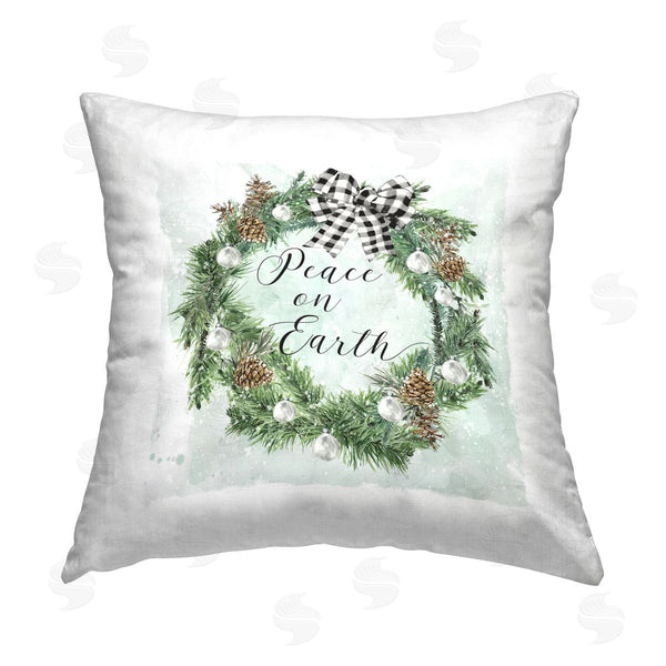 stupell industries Carol Robinson | Peace on Earth Wreath Printed Throw Pillow