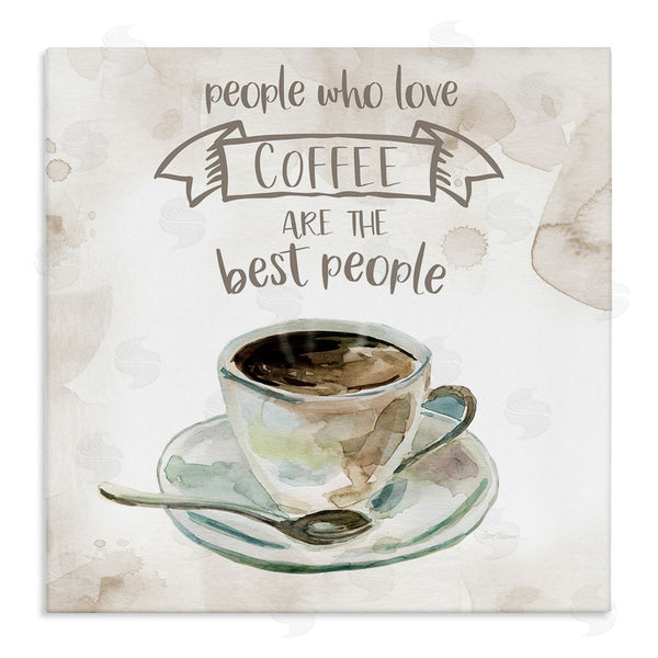 stupell industries Carol Robinson | People Who Love Coffee Phrase Watercolor Painting Wall Art