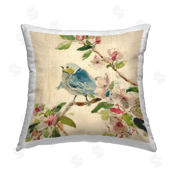 Stupell Industries Carol Robinson | Perched Bird In Springtime Printed Throw Pillow