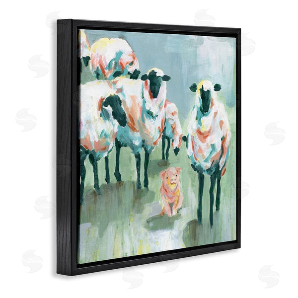 Stupell Industries Carol Robinson | Piglet In Flock Of Sheep Adorable Farm Animal Wall Art