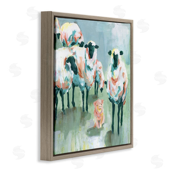 Stupell Industries Carol Robinson | Piglet In Flock Of Sheep Adorable Farm Animal Wall Art
