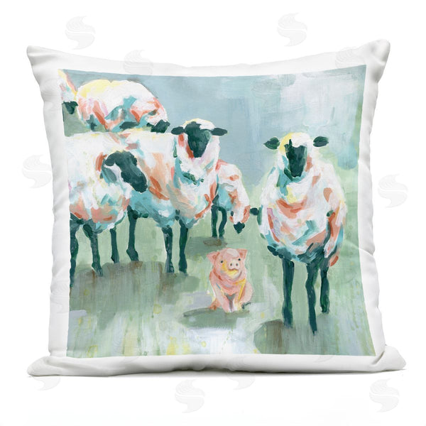 Stupell Industries Carol Robinson | Piglet In Flock Of Sheep Printed Throw Pillow
