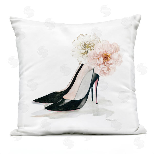 Stupell Industries Carol Robinson | Pink Floral Black Heels Printed Throw Pillow