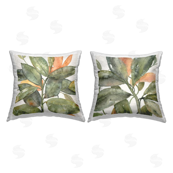 Stupell Industries Carol Robinson | Plant Life With Orange Details Printed Throw Pillow Set