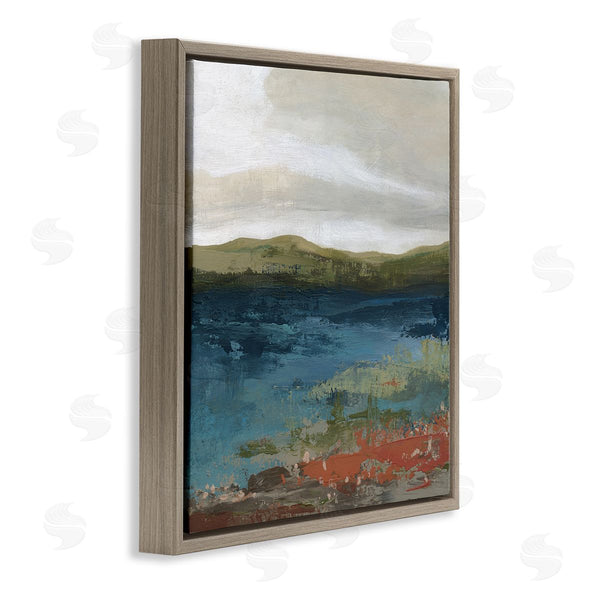 Stupell Industries Carol Robinson | Pond Shore Green Mountainous Scenery Modern Painting Wall Art