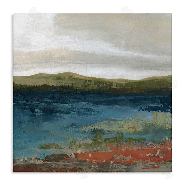 stupell industries Carol Robinson | Pond Shore Green Mountainous Scenery Modern Painting Wall Art