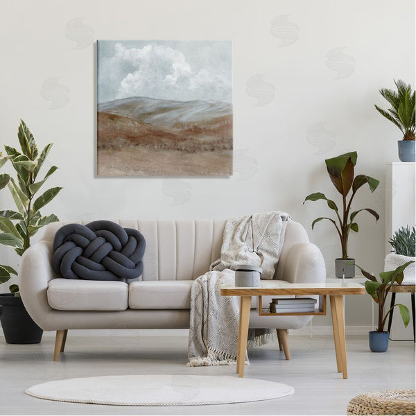Stupell Industries Carol Robinson | Puffy Clouds Over Mountain Peaks Rural Country Grassland Wall Art