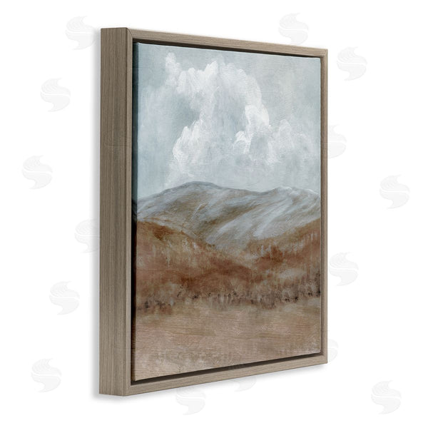 Stupell Industries Carol Robinson | Puffy Clouds Over Mountain Peaks Rural Country Grassland Wall Art