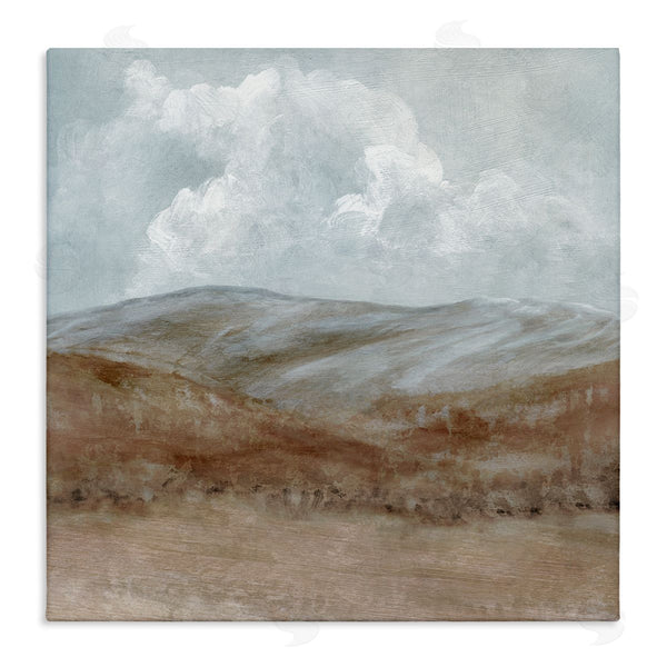 stupell industries Carol Robinson | Puffy Clouds Over Mountain Peaks Rural Country Grassland Wall Art