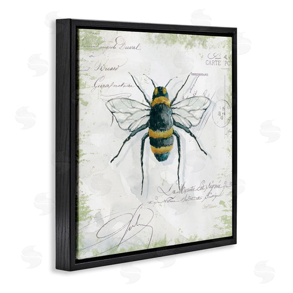 Stupell Industries Carol Robinson | Quaint Honey Bee Insect Over Vintage Postal Card Wall Art